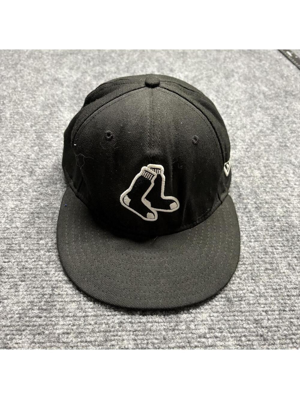 New Era Men's Black Hat  with white socks logo 7-1/4